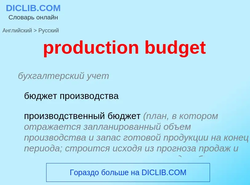 Vertaling van &#39production budget&#39 naar Russisch