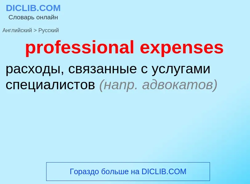 Как переводится professional expenses на Русский язык