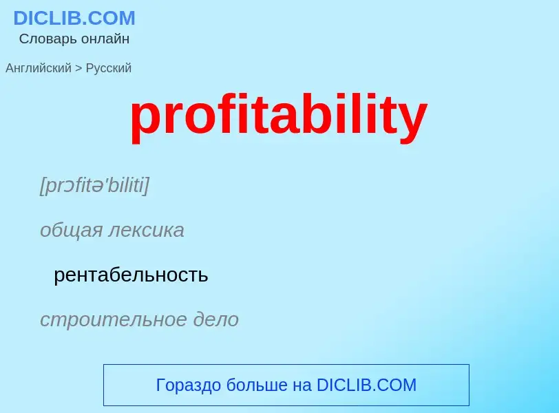 Как переводится profitability на Русский язык