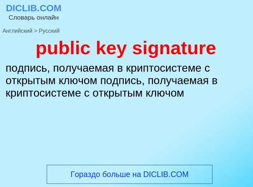 Как переводится public key signature на Русский язык