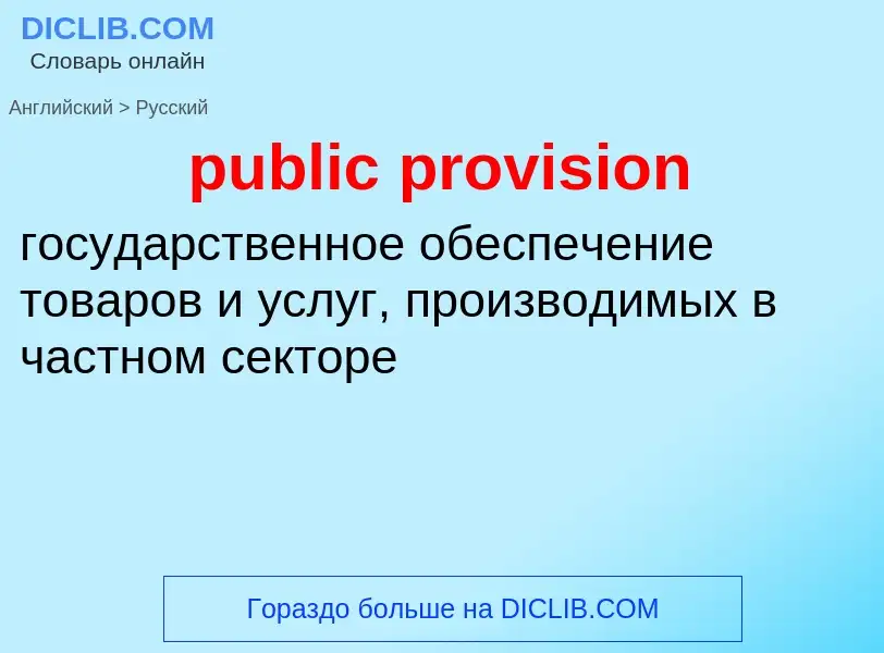 Как переводится public provision на Русский язык