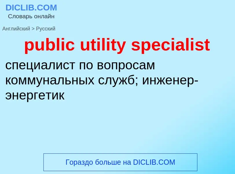 Como se diz public utility specialist em Russo? Tradução de &#39public utility specialist&#39 em Rus