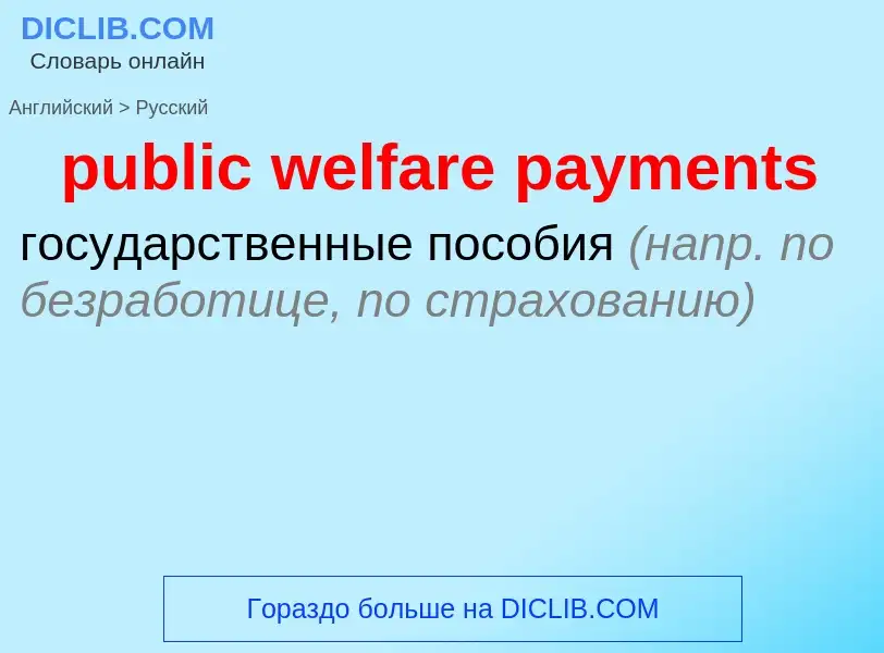 Как переводится public welfare payments на Русский язык