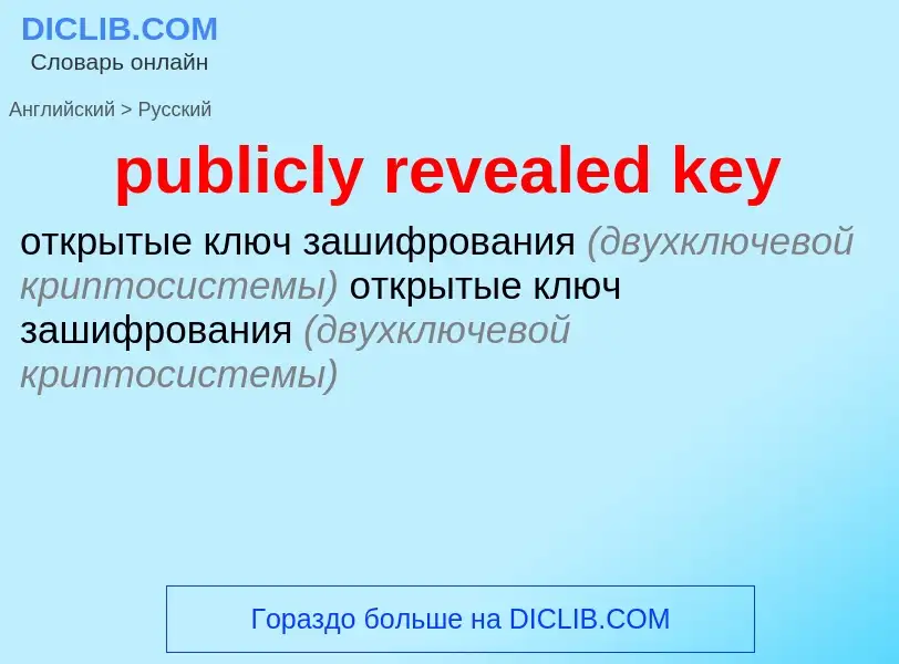 What is the Russian for publicly revealed key? Translation of &#39publicly revealed key&#39 to Russi