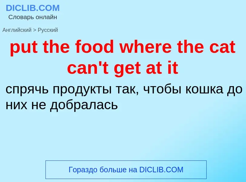 Как переводится put the food where the cat can't get at it на Русский язык