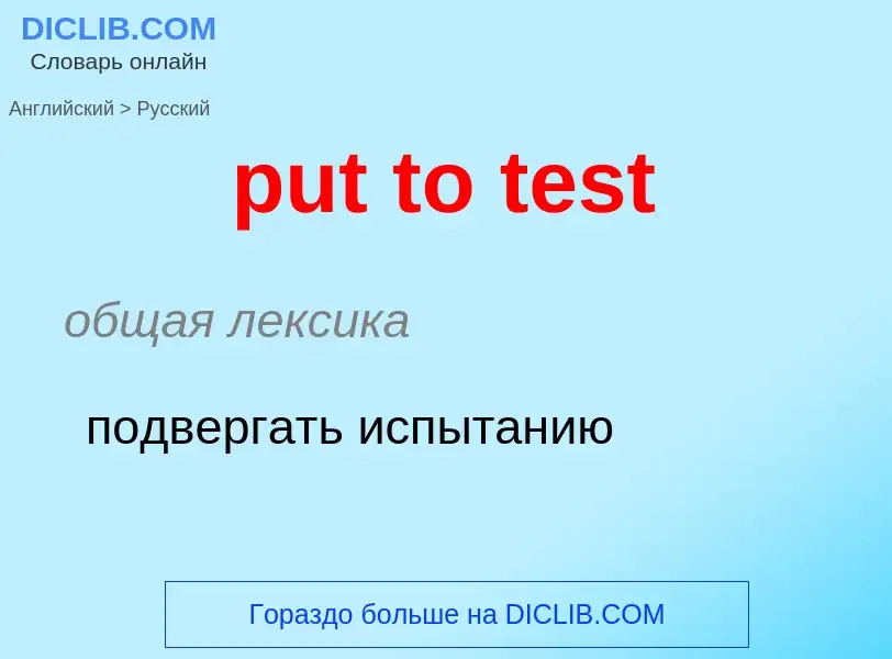 Как переводится put to test на Русский язык