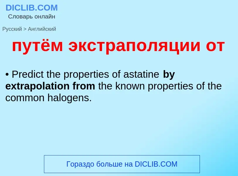 ¿Cómo se dice путём экстраполяции от en Inglés? Traducción de &#39путём экстраполяции от&#39 al Ingl