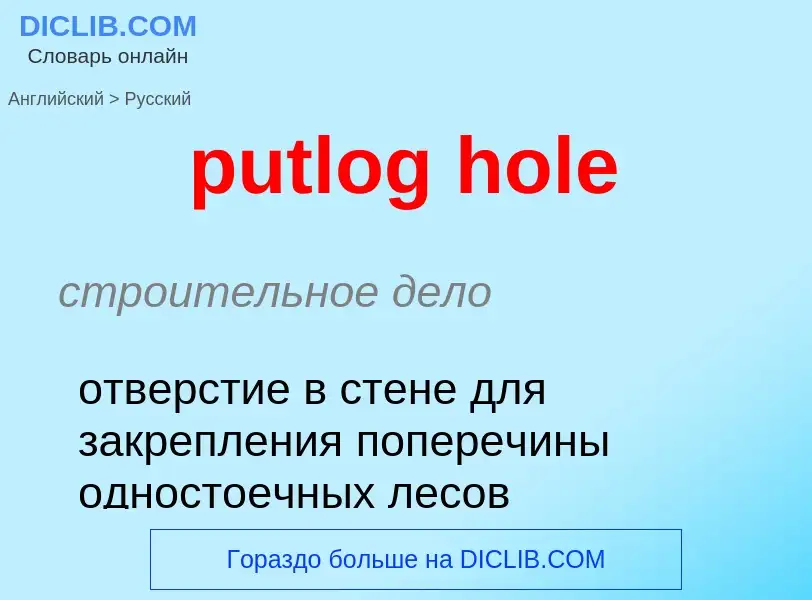 Как переводится putlog hole на Русский язык