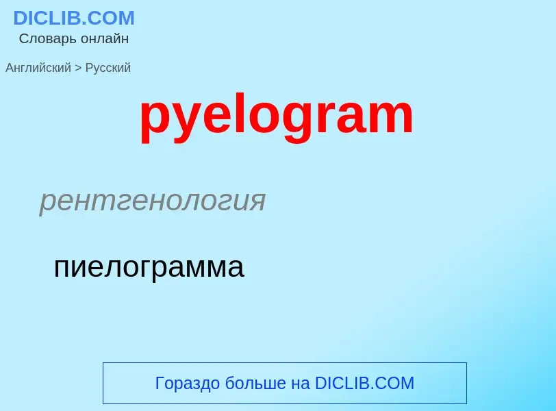 Как переводится pyelogram на Русский язык