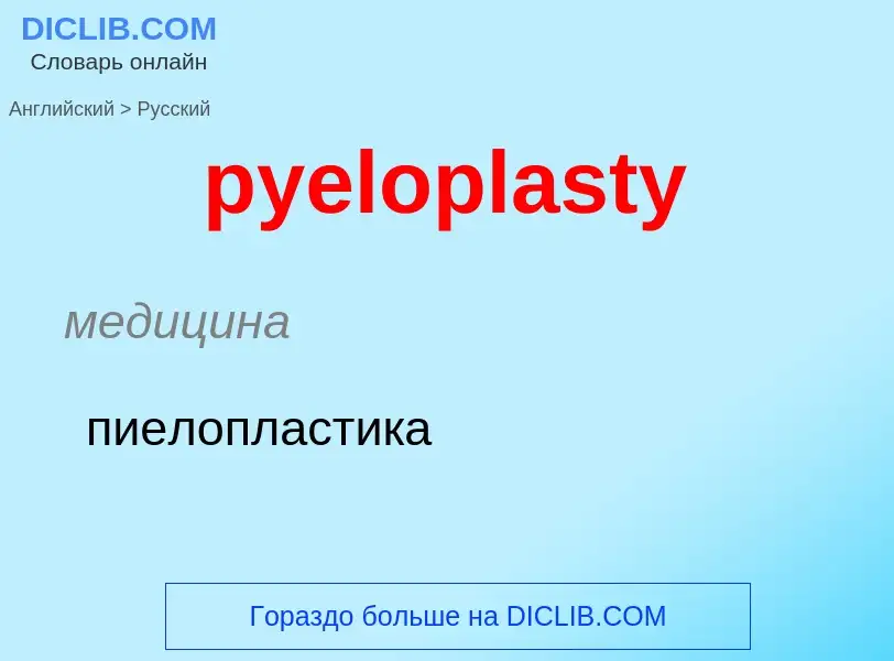 Как переводится pyeloplasty на Русский язык