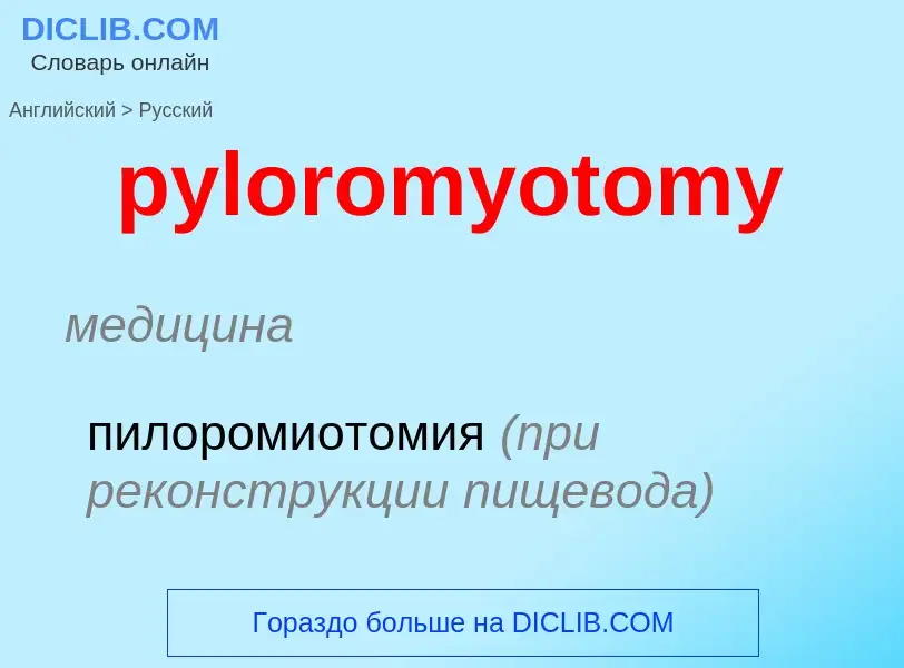 Как переводится pyloromyotomy на Русский язык