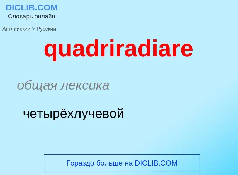 Como se diz quadriradiare em Russo? Tradução de &#39quadriradiare&#39 em Russo