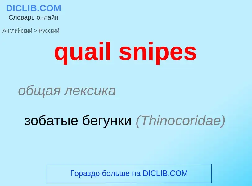 Como se diz quail snipes em Russo? Tradução de &#39quail snipes&#39 em Russo