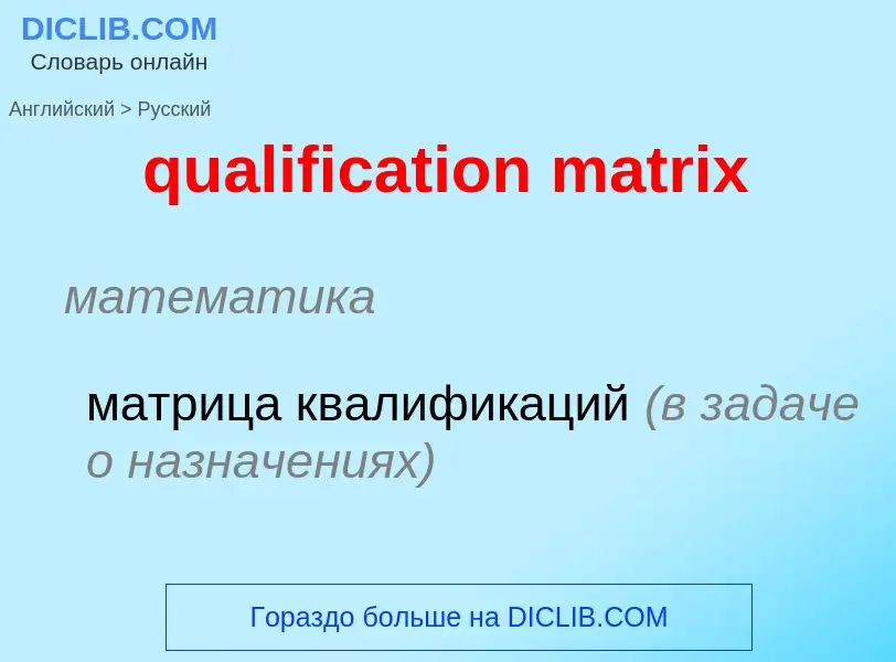 Как переводится qualification matrix на Русский язык