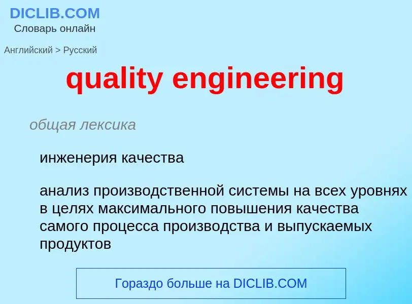 What is the Russian for quality engineering? Translation of &#39quality engineering&#39 to Russian