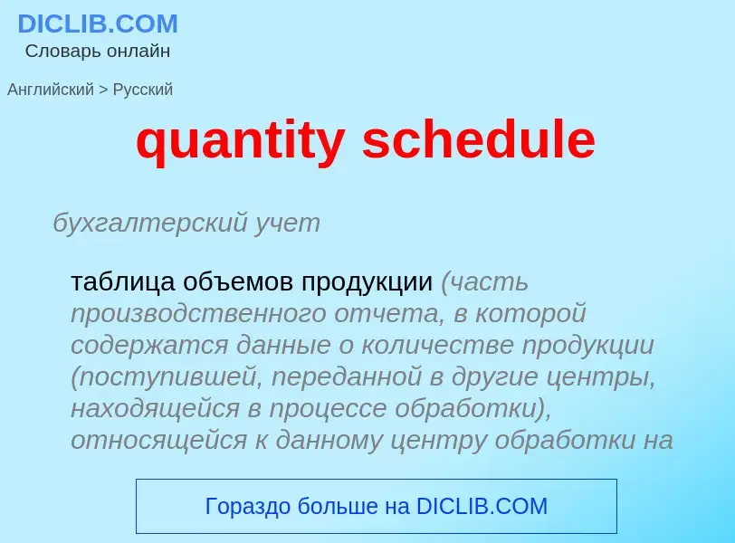 Traduction de &#39quantity schedule&#39 en Russe