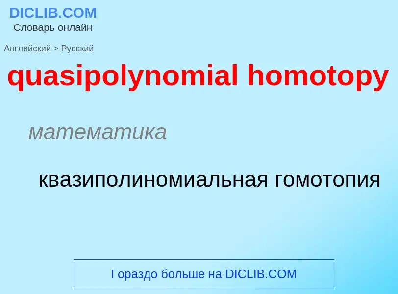 ¿Cómo se dice quasipolynomial homotopy en Ruso? Traducción de &#39quasipolynomial homotopy&#39 al Ru