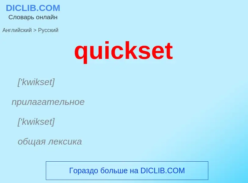 Como se diz quickset em Russo? Tradução de &#39quickset&#39 em Russo