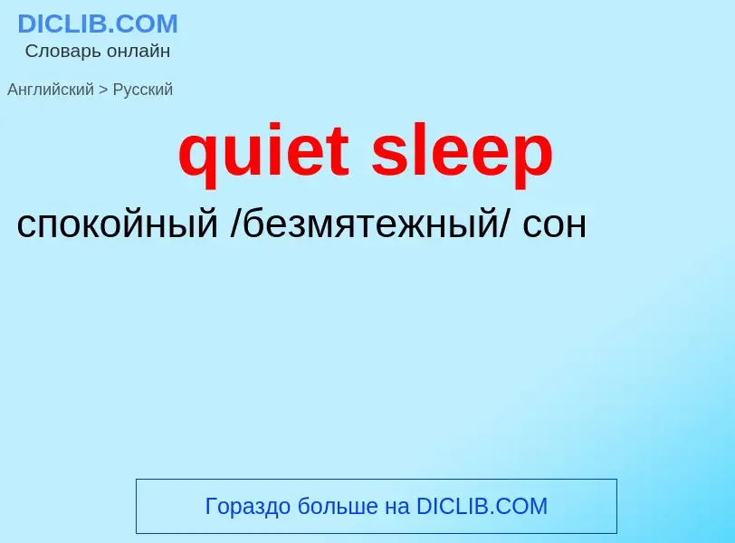 Como se diz quiet sleep em Russo? Tradução de &#39quiet sleep&#39 em Russo