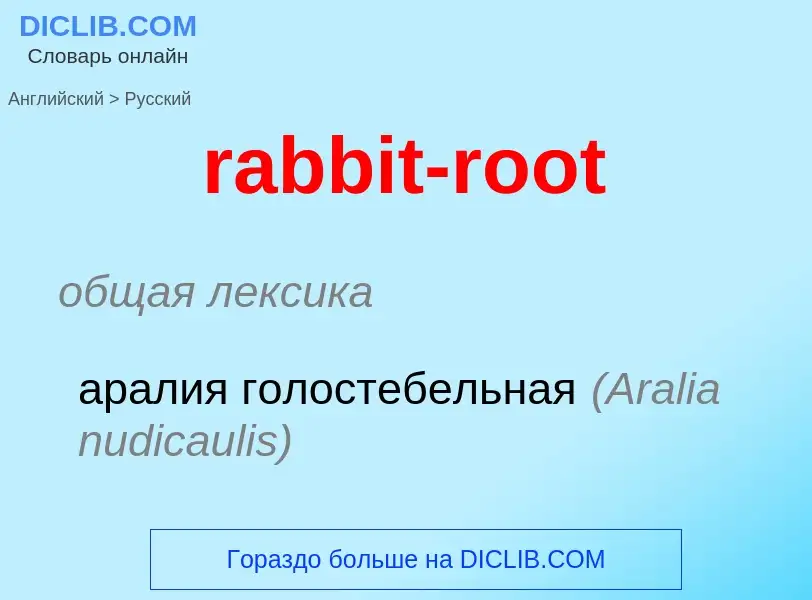 ¿Cómo se dice rabbit-root en Ruso? Traducción de &#39rabbit-root&#39 al Ruso