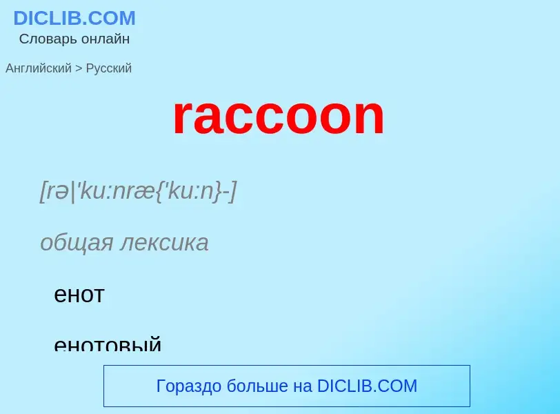 ¿Cómo se dice raccoon en Ruso? Traducción de &#39raccoon&#39 al Ruso