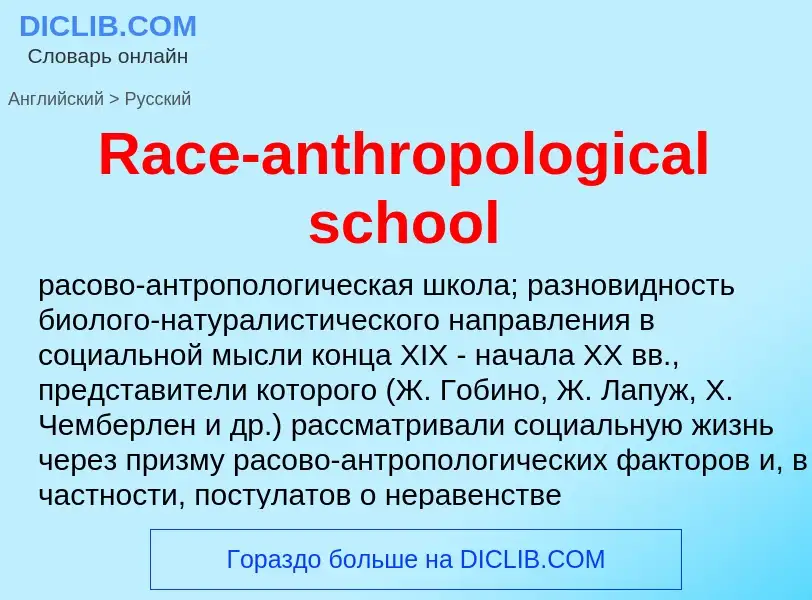 Как переводится Race-anthropological school на Русский язык