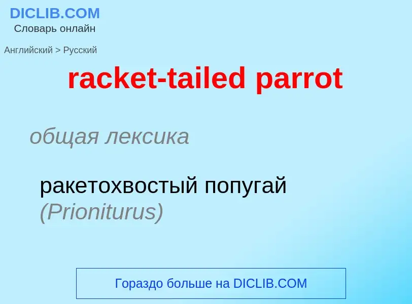 ¿Cómo se dice racket-tailed parrot en Ruso? Traducción de &#39racket-tailed parrot&#39 al Ruso