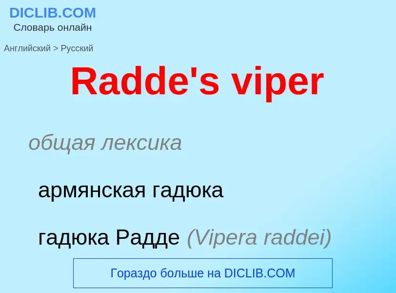 Как переводится Radde's viper на Русский язык