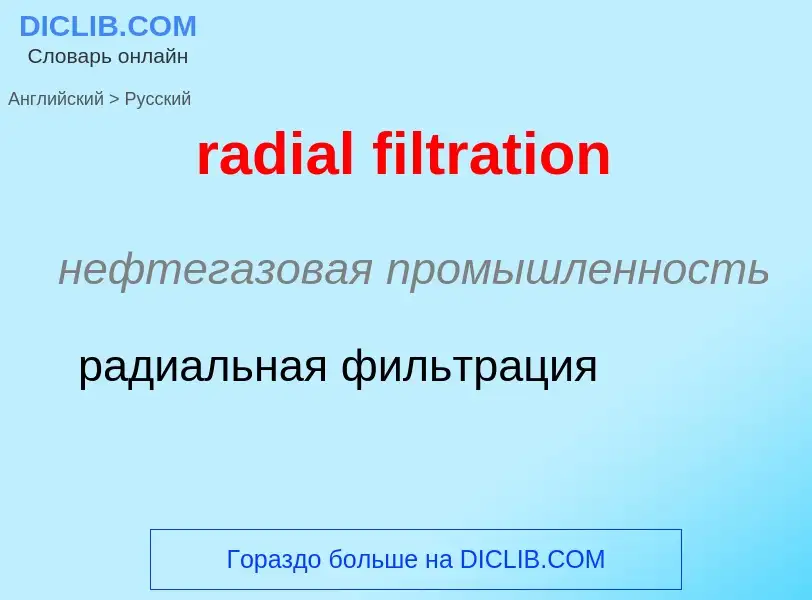 ¿Cómo se dice radial filtration en Ruso? Traducción de &#39radial filtration&#39 al Ruso