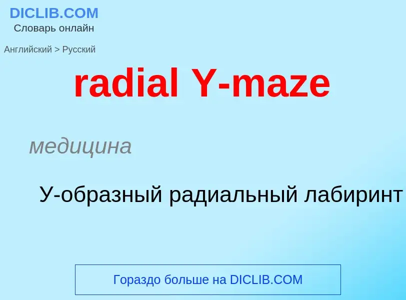 ¿Cómo se dice radial Y-maze en Ruso? Traducción de &#39radial Y-maze&#39 al Ruso