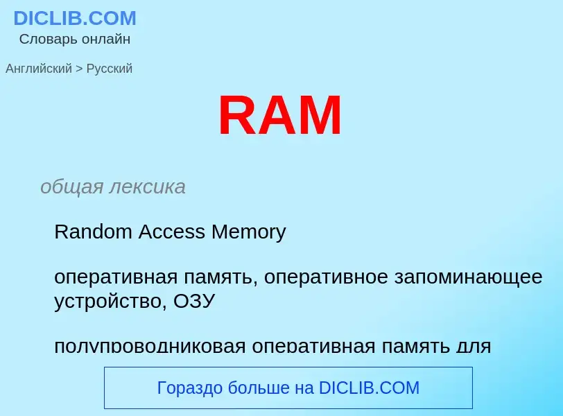 Как переводится RAM на Русский язык