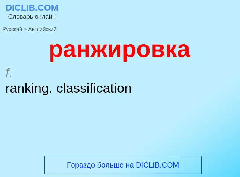 Как переводится ранжировка на Английский язык