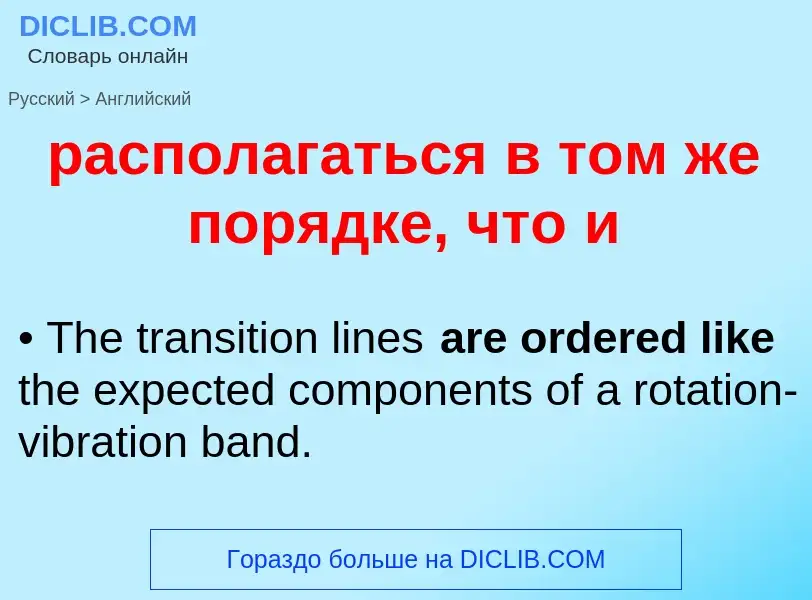 Как переводится располагаться в том же порядке, что и на Английский язык