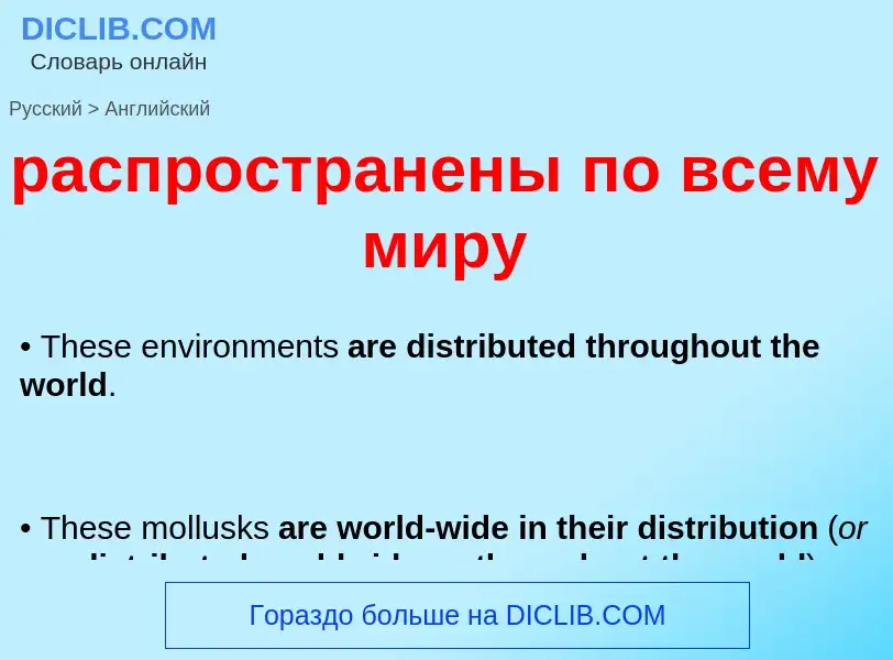 Как переводится распространены по всему миру на Английский язык