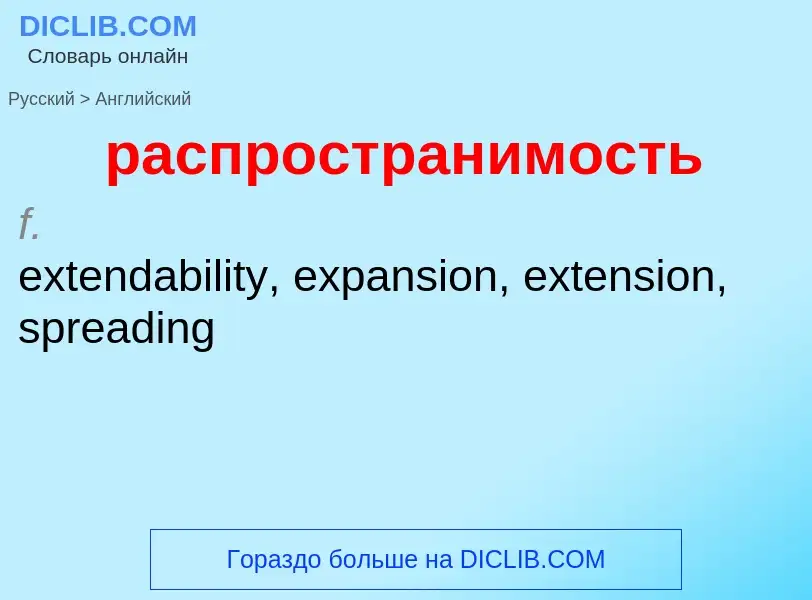 Как переводится распространимость на Английский язык