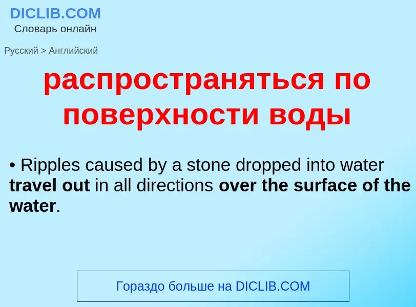 Как переводится распространяться по поверхности воды на Английский язык