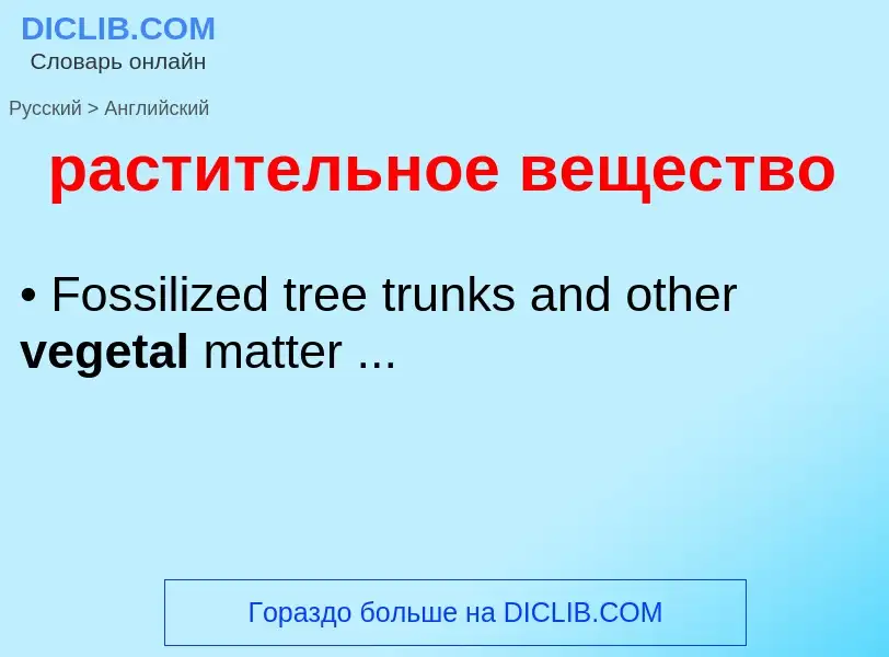 Как переводится растительное вещество на Английский язык