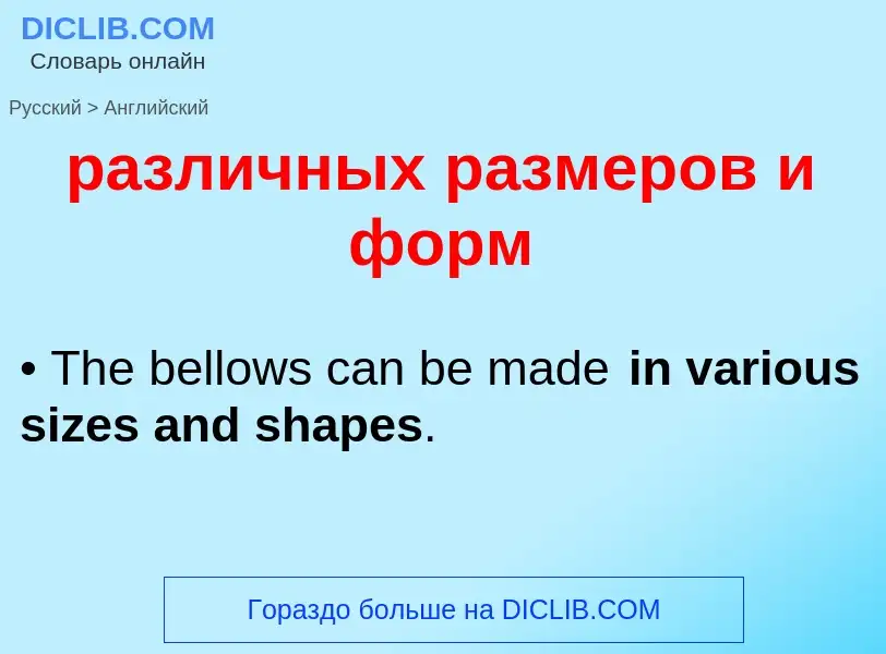 Как переводится различных размеров и форм на Английский язык