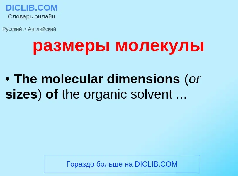 Vertaling van &#39размеры молекулы&#39 naar Engels