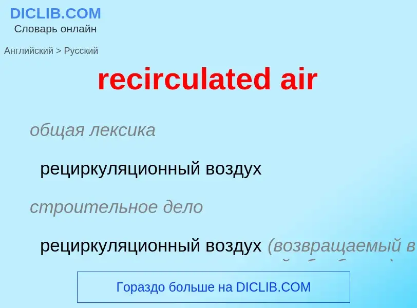 Как переводится recirculated air на Русский язык