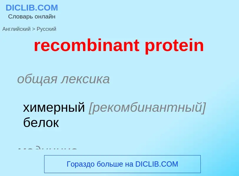 ¿Cómo se dice recombinant protein en Ruso? Traducción de &#39recombinant protein&#39 al Ruso