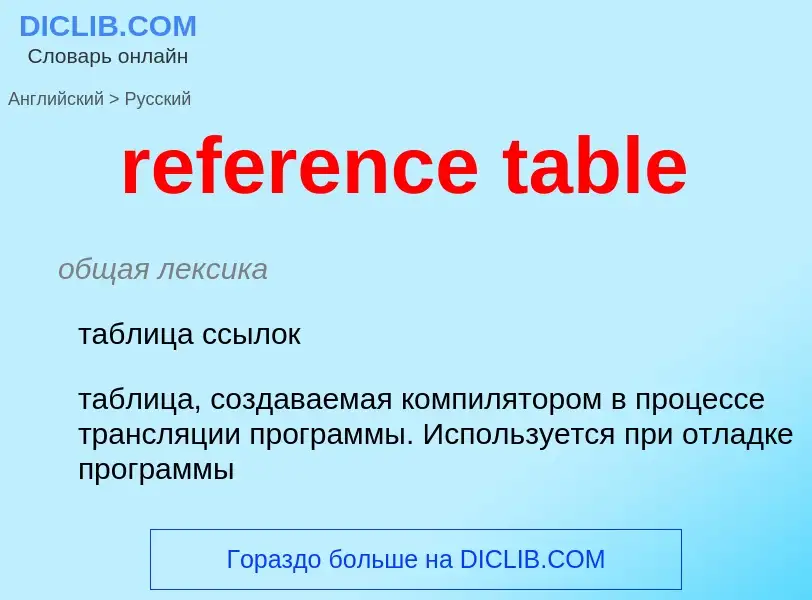 Как переводится reference table на Русский язык