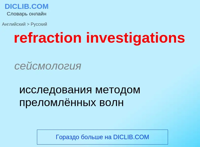 Как переводится refraction investigations на Русский язык