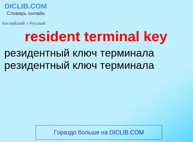 Как переводится resident terminal key на Русский язык