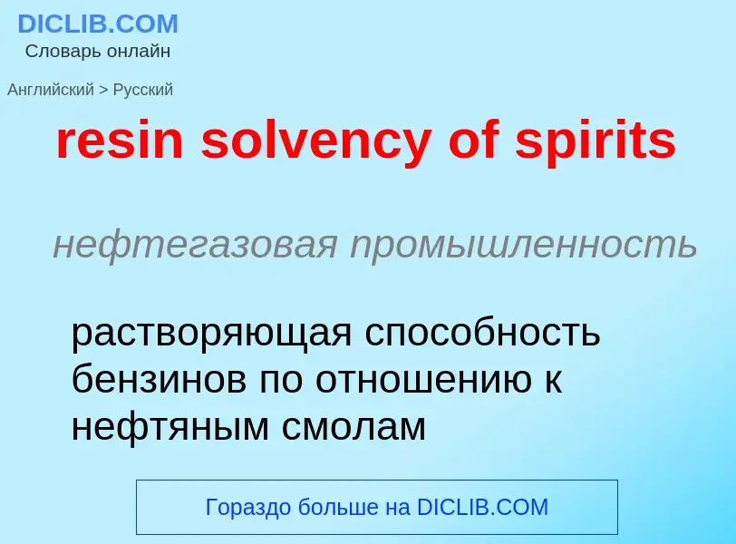 Как переводится resin solvency of spirits на Русский язык