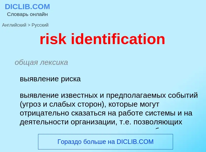 What is the Russian for risk identification? Translation of &#39risk identification&#39 to Russian