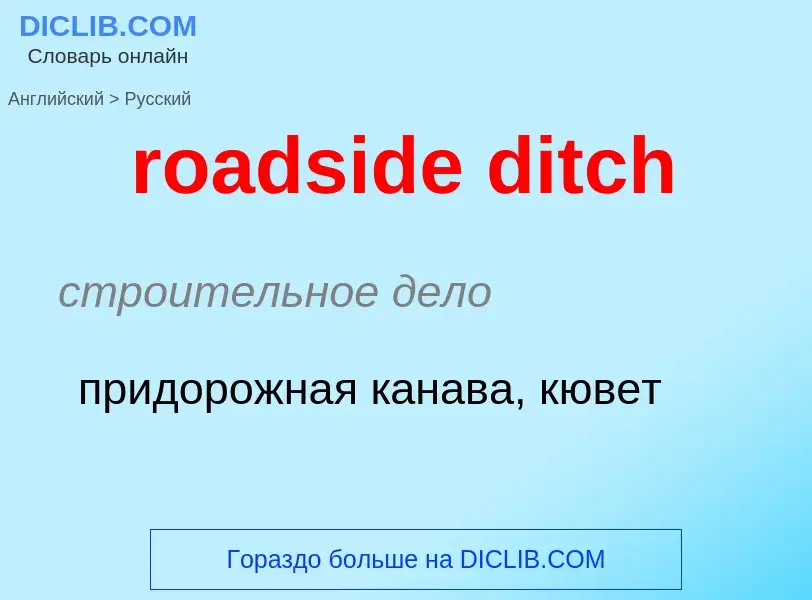 What is the Russian for roadside ditch? Translation of &#39roadside ditch&#39 to Russian