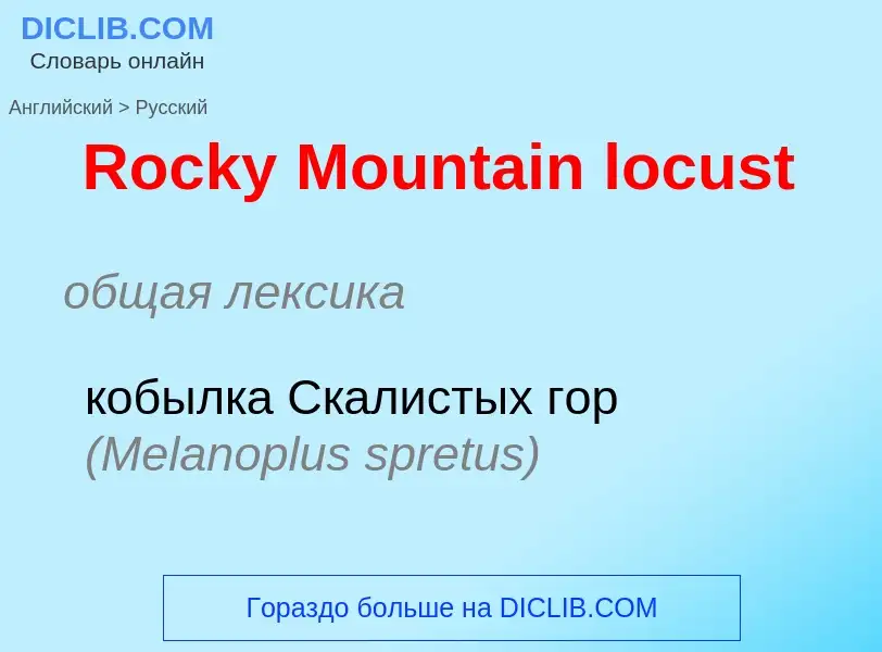 ¿Cómo se dice Rocky Mountain locust en Ruso? Traducción de &#39Rocky Mountain locust&#39 al Ruso