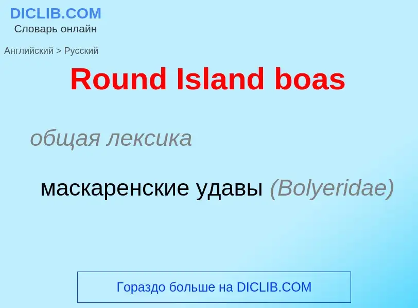 ¿Cómo se dice Round Island boas en Ruso? Traducción de &#39Round Island boas&#39 al Ruso