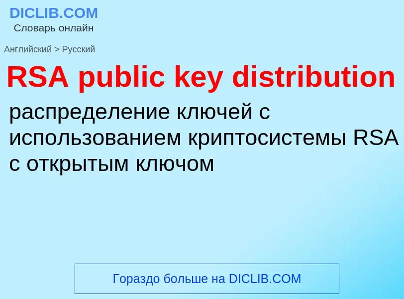 Как переводится RSA public key distribution на Русский язык